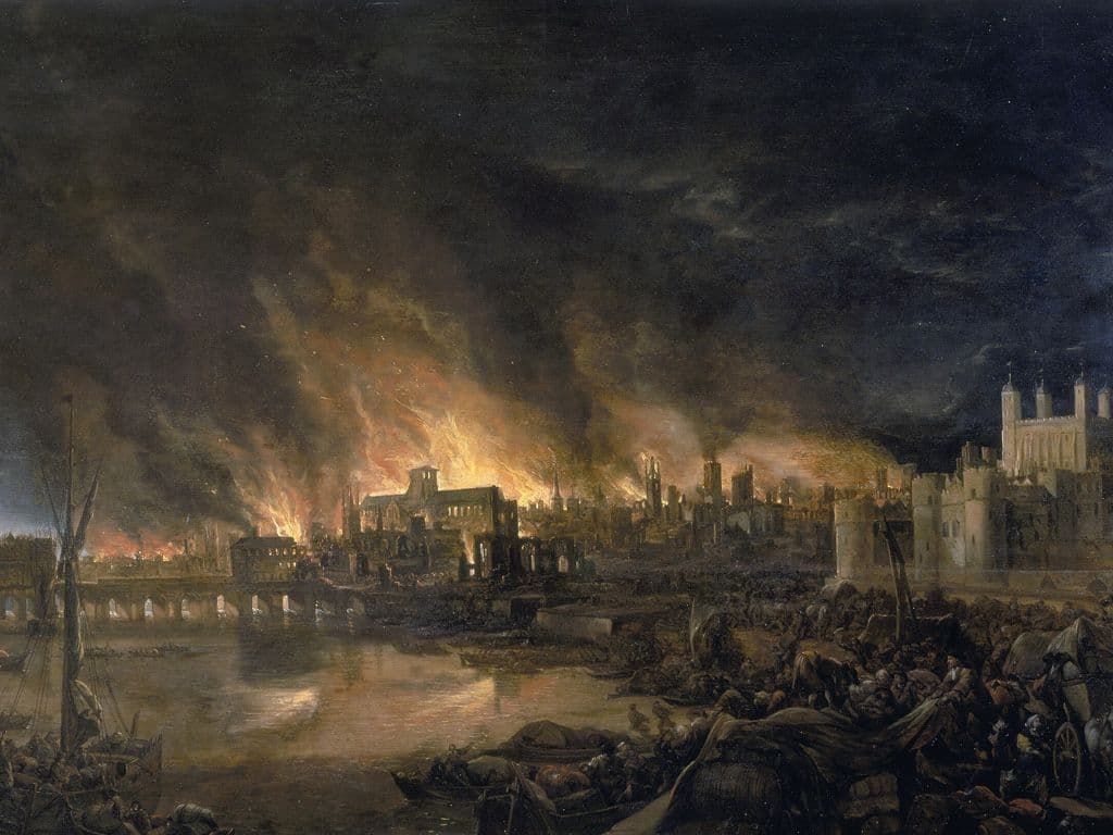 In welk jaar was een stadsbrand in de Engelse stad Londen? De brand verwoestte een groot deel van de stad. De brand wordt ook wel de Great fire of London genoemd.