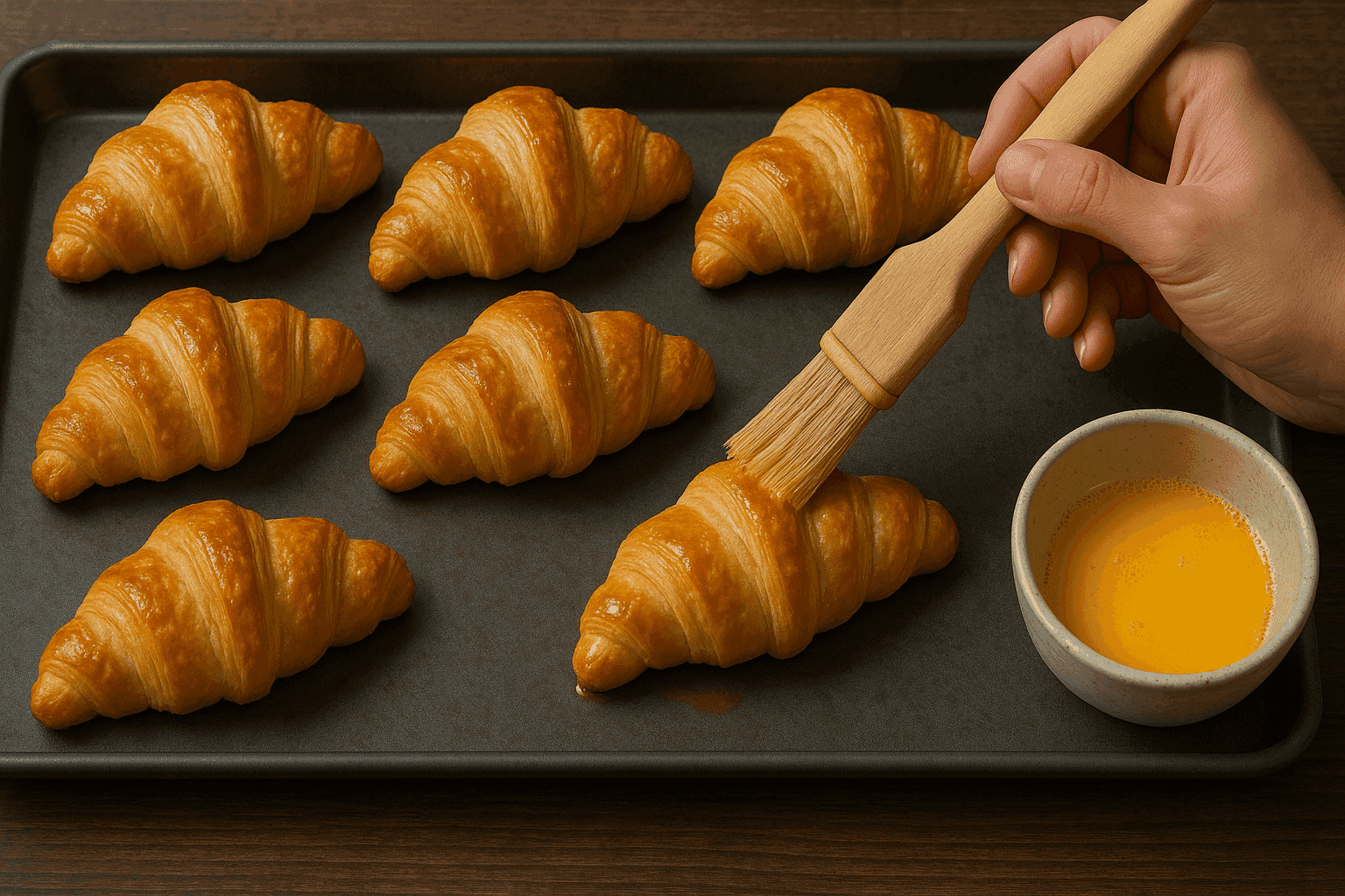 Hoe noemen we de term waarbij men eten instrijkt met een geklutst ei zodat het na bakken een lichte glans krijgt.