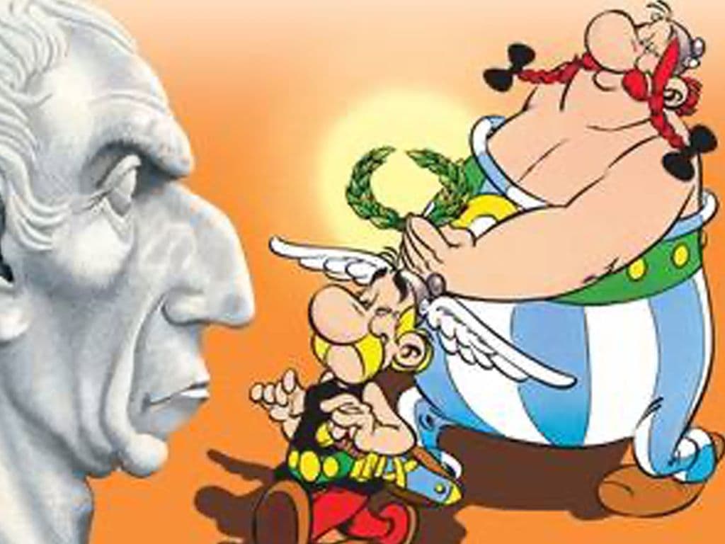 Grieken en Romeinen zijn altijd al een bron van inspiratie geweest voor films en boeken maar uiteraard ook voor strips. Het schoolvoorbeeld is uiteraard Asterix. In dit verhaal moeten Asterix en Obelix op zoek naar een specifiek kruid om een ragout te maken. De leider van hun dorp Abraracourcix werd in een dronken bui uitgedaagd door zijn schoonbroer Homéopatix, die vindt Abraracourcix maar een boerenpummel en te min voor zijn zus. In al zijn beschonken overmoed belooft Abraracourcix om Homeopatix te bezoeken in zijn dorp en een ragout mee te brengen gemaakt met dit speciale kruid.  Hoe heet dit album waarvan je hier de flap ziet.
