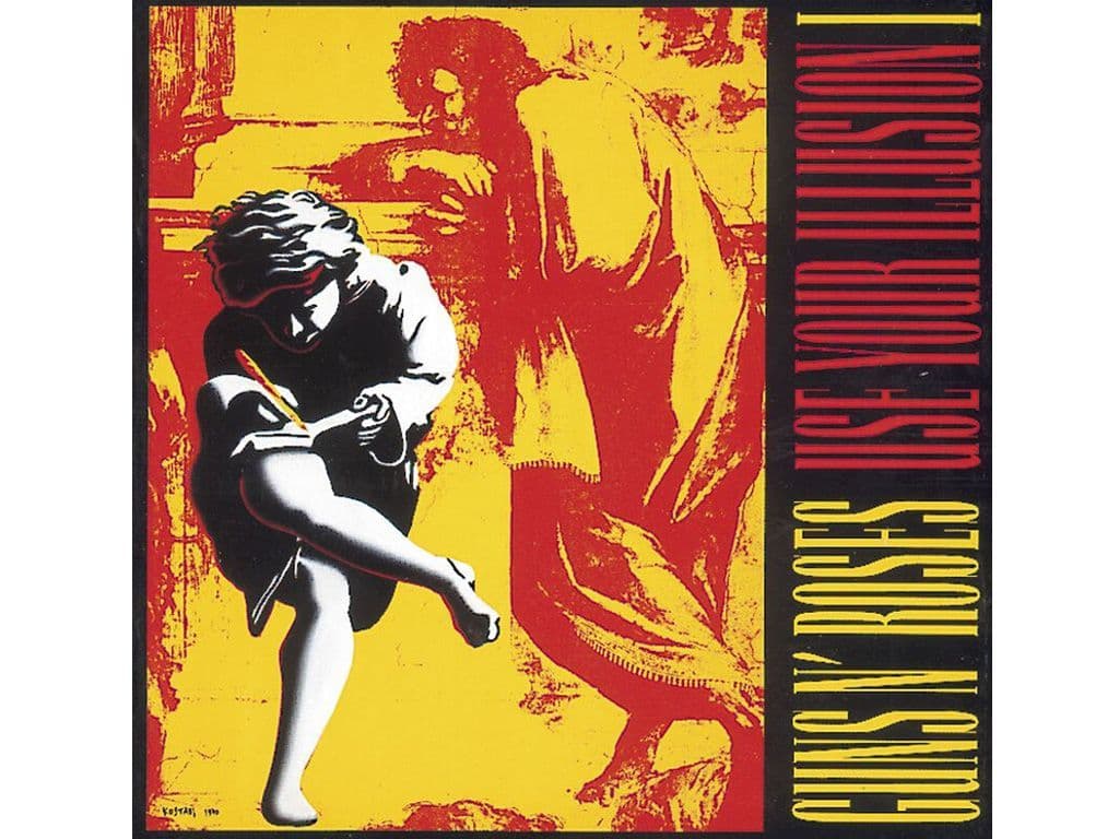 U ziet hier een van de covers van de Use Your Illusion cd’s van Guns ‘n’ Roses, de band van de legendarische gitarist Slash en de krijsende brulboei Axl Rose. Die cover is eigenlijk een detail uit een zeer beroemd schilderij. Geef de titel en de uitvoerder van het bewuste kunstwerk.