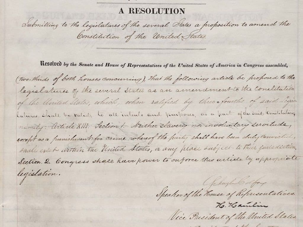 Met het hoeveelste amendement schafte presiddent Lincoln de slavernij af in Amerika?