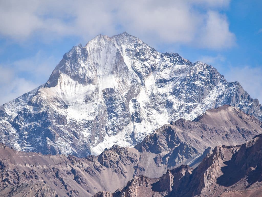 De Argentijnse berg die we zoeken is de hoogste berg op het Amerikaanse continent. Hij is gelegen in de Andes en heeft een aantal gletsjers waarvan de belangrijkste de Poolse gletsjer en de Engelse gletsjer zijn. Geef de naam van deze 6961 meter hoge berg.