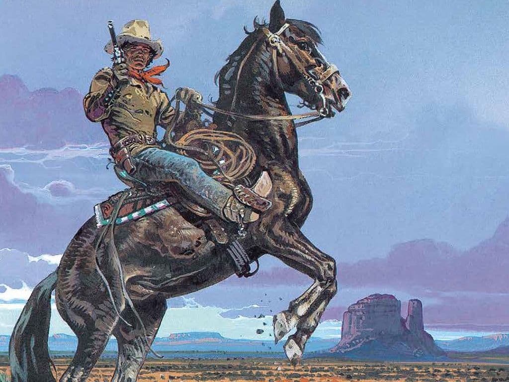 Reeks 3, voor 2 punten: Een mijlpaal in het genre want voor het eerst was het hoofdpersonage geen John Wayne achtige stoere cowboy maar een zuipende, brutale, ongeschoren antiheld. Geboren als Mike Steve Donovan, werd hij in de sixties gemodelleerd naar de jonge Jean Paul Belmondo maar evolueerde later naar het ruige Charles Bronson type uit de spaghetti westerns. Veel gekopieerd maar weinig geëvenaard. Ondertussen is de reeks en de verschillende spin-offs samen met hun createurs Charlier en Giraud dood en begraven..
Bijnaam van de kerel en dus de titel van de reeks.