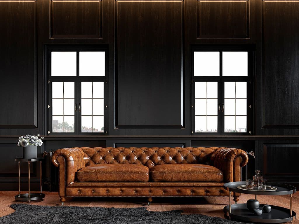 Hoe heet dit soort sofa's, Klassieke Oud-Engelse meubelstijl, origineel uitgevoerd in leder?