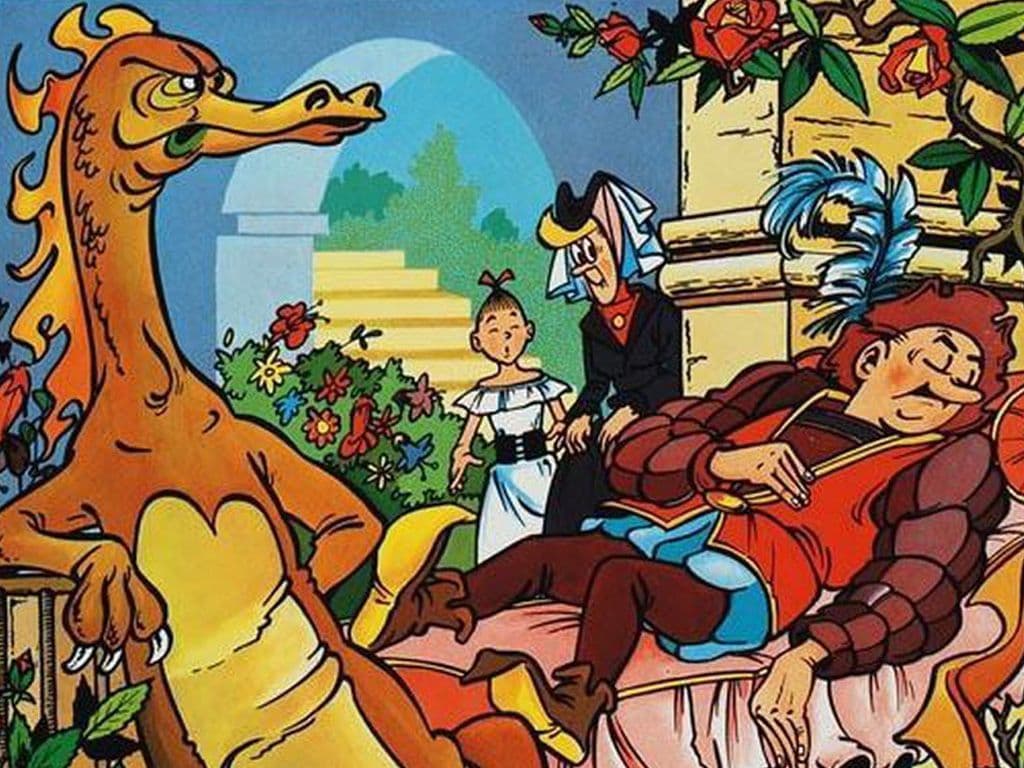 Geluk zit in een klein boekje !!
Dit Suske & Wiske avontuur is doorspekt met verwijzingen naar sprookjes zoals Roodkapje, Hans en Grietje enz..
De titel doet wel heel erg denken aan dat sprookje waar een meisje in een lange diepe slaap valt nadat ze zich prikt aan de spoel van een spinnewiel.
Pas na een kus van de prins wordt ze terug wakker.. Op de cover is het trouwens Lambik die geveld is ..
De logica volgend graag dan de titel van dit album?