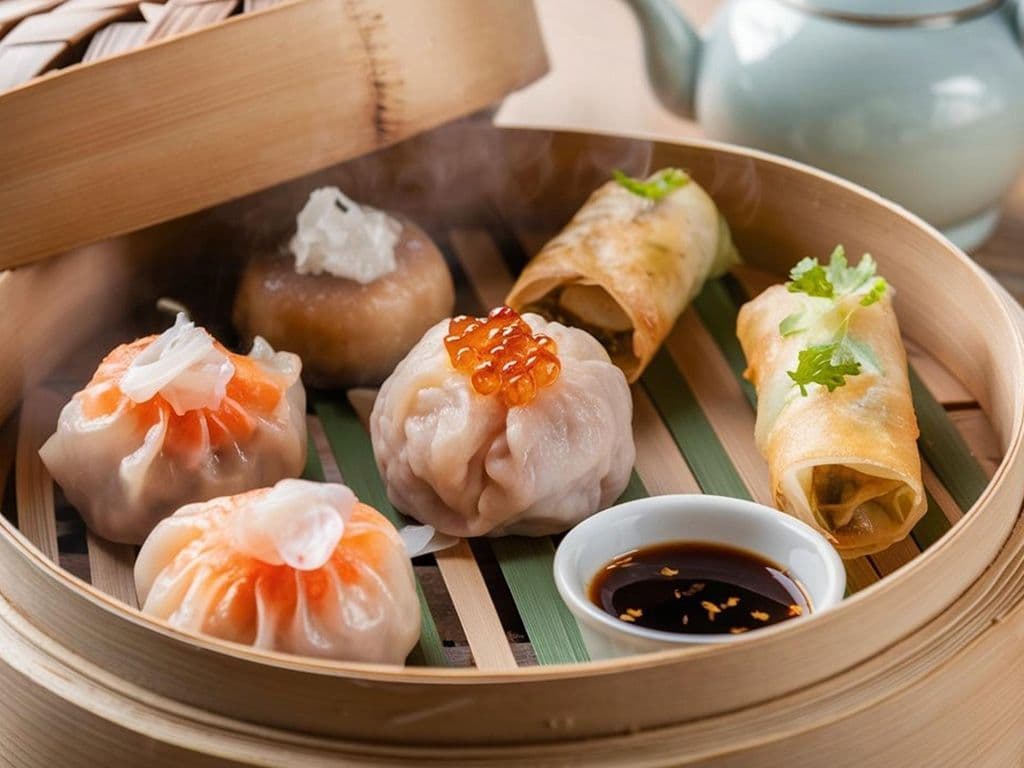 Wat is de naam voor gefrituurde en gestoomde kleine hapjes die in de zuidelijke Chinese keuken vaak voorkomen? Ze bestaan uit groente, vlees en rijst en worden als lichte maaltijd gebruikt.