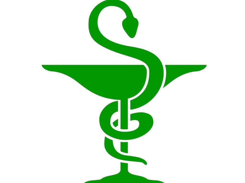 U ziet het symbool van apothekers. Een groen kruis, met daarin een slang die zich rond een kelk wikkelt. Wat is de naam van dit symbool, afgeleid van de Griekse halfgod van geneeskunde en genezing?