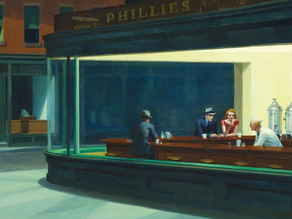 Dit schilderij van Edward Hopper toont het interieur van een "eetbar" met enkele in zichzelf gekeerde bezoekers, van buitenaf bezien, bij nacht. Het werk wordt algemeen beschouwd als een van de belangrijkste iconen uit de Amerikaanse kunst van de Twintigste Eeuw en bevindt zich thans in de collectie van het Art Institute of Chicago.