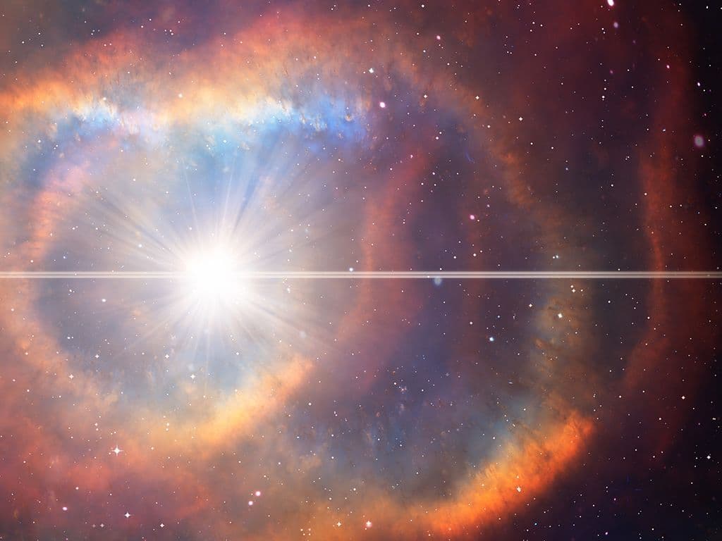 We zijn op zoek naar het verschijnsel dat jullie hier op beeld zien waarbij een ster op spectaculaire wijze explodeert. De uitbarsting is herkenbaar aan de enorme hoeveelheid licht die hierbij wordt uitgestraald. Wat is de naam van dit verschijnsel?