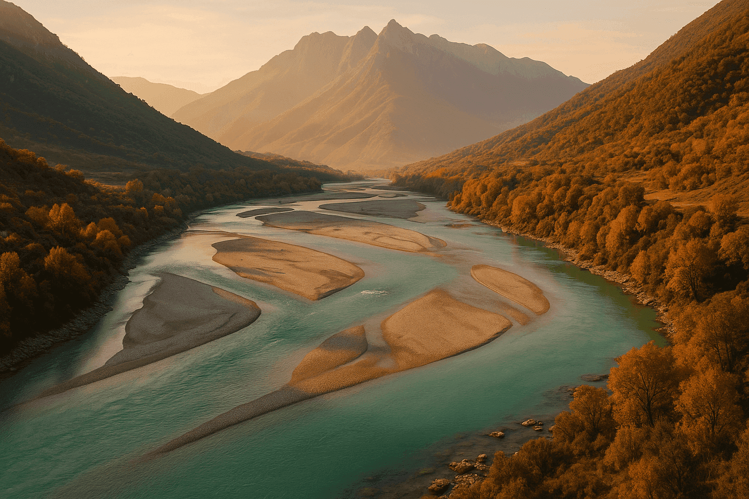 Welke rivier, de langste van Albanië, ontspringt in Griekenland en mondt uit in de Adriatische Zee?