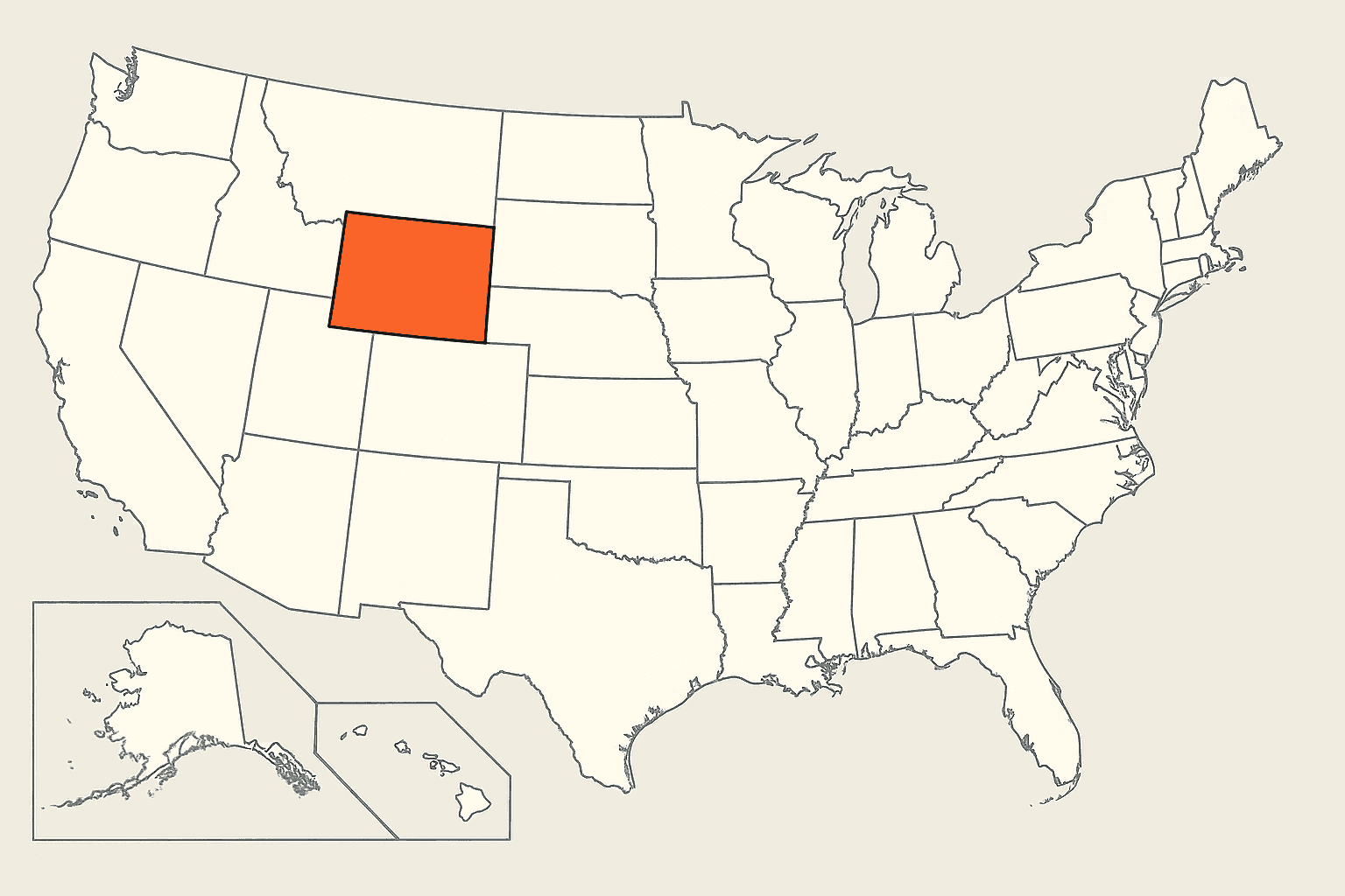Welke Amerikaanse staat zien we op de kaart? De hoofdstad is Cheyenne. De staat heeft de bijnaam the Equality State vanwege de gelijke rechten die vrouwen er al vroeg kregen.