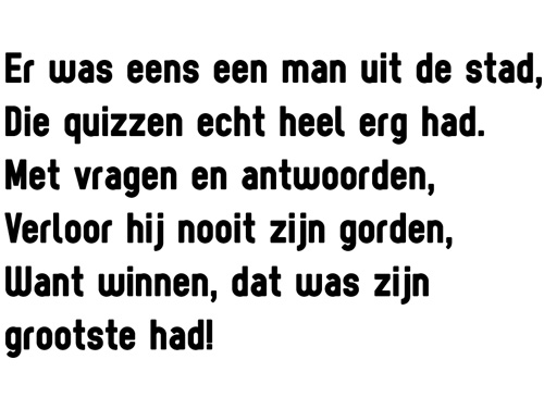 Welke dichtvorm heeft het AA BB A rijmschema en een humoristische inhoud?